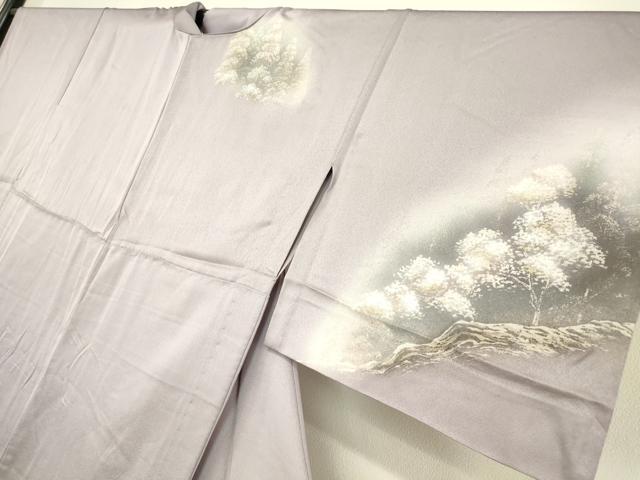 平和屋着物▽訪問着　単衣　樹林文　暈し染め　金彩　正絹　逸品　DAAV5426az