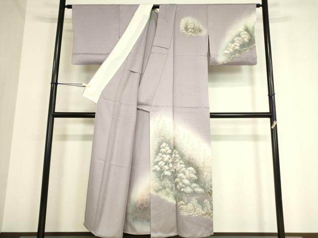 平和屋着物▽訪問着　単衣　樹林文　暈し染め　金彩　正絹　逸品　DAAV5426az