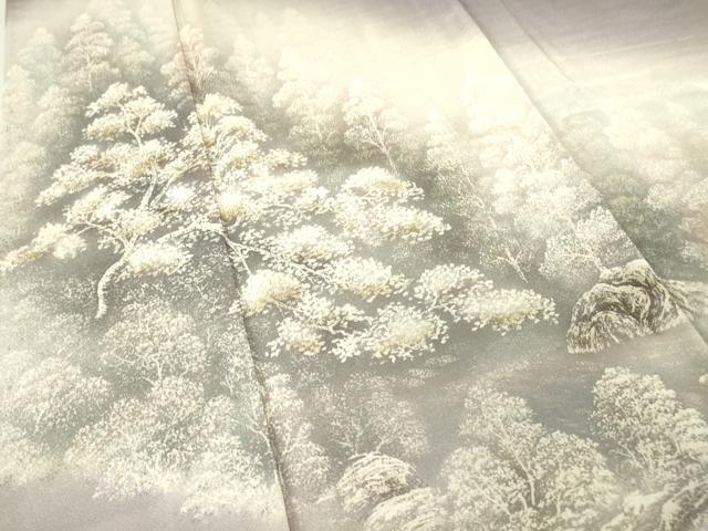 平和屋着物▽訪問着　単衣　樹林文　暈し染め　金彩　正絹　逸品　DAAV5426az