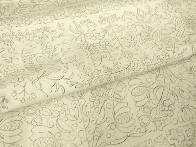 平和屋着物▽上質な紬 単衣 花鳥文 反端付き 正絹 逸品