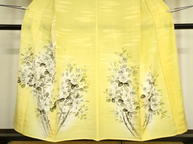 平和屋着物▽訪問着　単衣　草花文　手描き　暈し染め　正絹　逸品　DAAV5443az_3