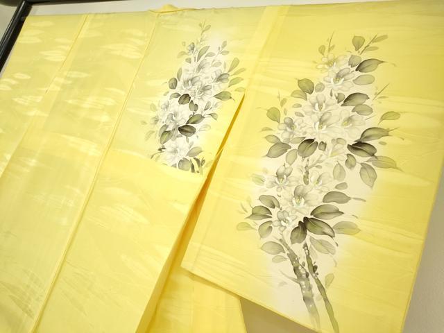 平和屋着物▽訪問着　単衣　草花文　手描き　暈し染め　正絹　逸品　DAAV5443az_2