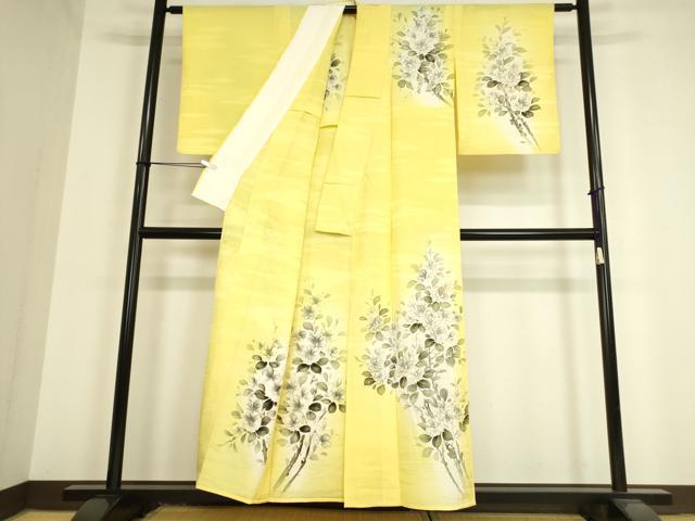 平和屋着物▽訪問着　単衣　草花文　手描き　暈し染め　正絹　逸品　DAAV5443az_1