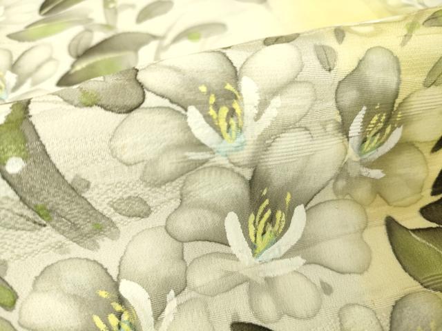 平和屋着物▽訪問着　単衣　草花文　手描き　暈し染め　正絹　逸品　DAAV5443az_6