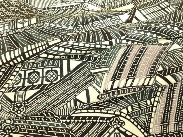 平和屋着物▽上質な小紋　単衣　風景文　型染め　正絹　逸品　未使用　DAAV5450az