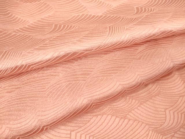 平和屋着物▽上質な色無地　単衣　立波地紋　薄紅色　正絹　逸品　DAAV5533az