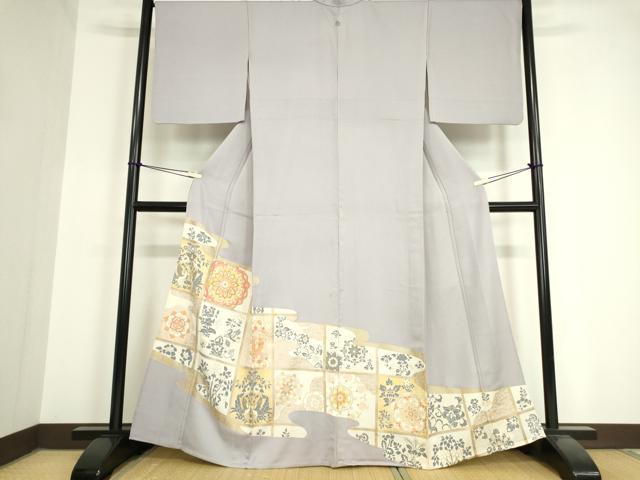 平和屋着物▽豪華色留袖　単衣　駒刺繍　正倉院天井花文　金彩　正絹　逸品　DAAV5544az