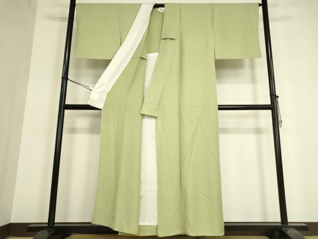 平和屋着物▽上質な色無地 単衣 裏葉柳色 正絹 逸品 DAAV5547az