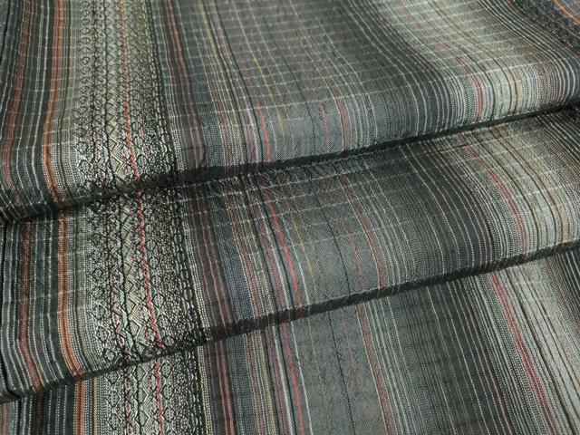 平和屋着物▽上質な紬　単衣　間道　正絹　逸品　DAAV5560az