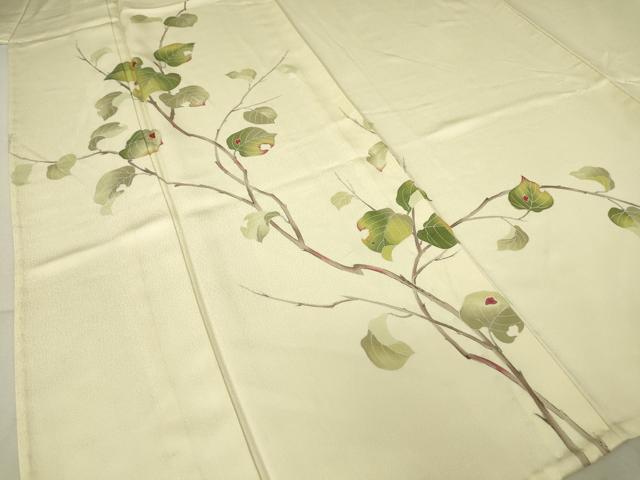 平和屋着物▽訪問着 単衣 枝葉文 正絹 逸品 DAAV5576az