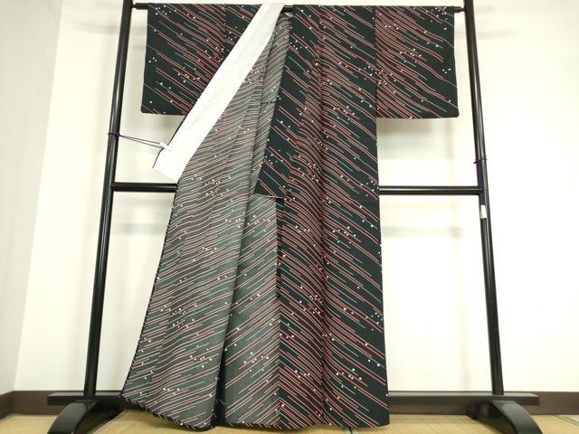 平和屋着物▽小紋　単衣　箔散らし斜線文　黒地　洗える着物　DAAV5590az 平和屋着物▽小紋 単衣 霞斜線文 洗える着物 DAAT9121az : 平和屋