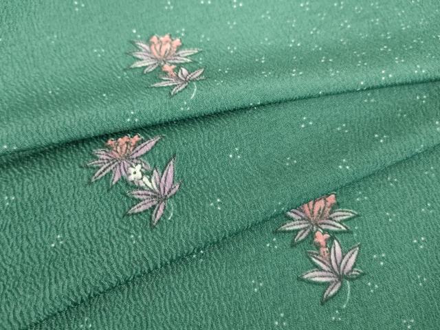 平和屋着物▽小紋　単衣　舞花文　洗える着物　DAAV5607az