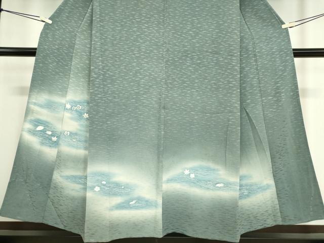 平和屋着物▽訪問着 単衣 刺繍 吹寄せ文 暈し染め 金糸 三越扱い 正絹