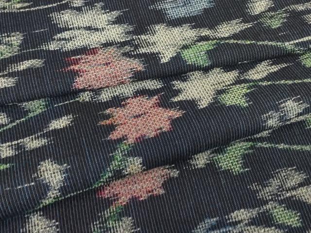 平和屋着物▽上質な小紋　単衣　草花文　綿　逸品　DAAV5621az