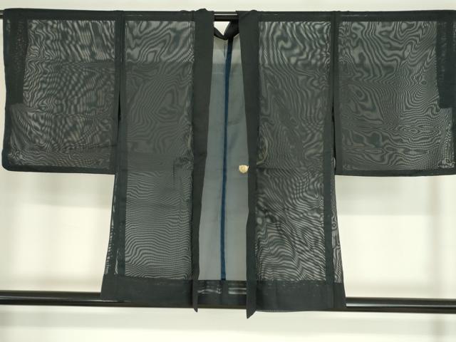 平和屋着物▽羽織　スリーシーズン　春夏秋　塵除け　紗　黒色　洗える着物　DAAV5632az