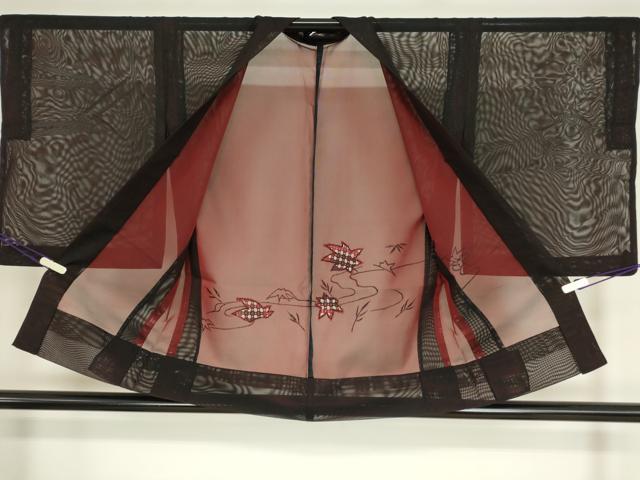 平和屋着物▽羽織　スリーシーズン　春夏秋　塵除け　紗　流水楓文　レース　正絹　逸品　DAAV5633az 平和屋着物▽羽織 スリーシーズン 春夏秋 塵除け 紗 流水楓文 レース