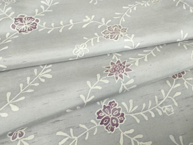 平和屋着物▽白山紬 　単衣　 型染め　草花文　正絹　逸品　未使用　DAAV5646az