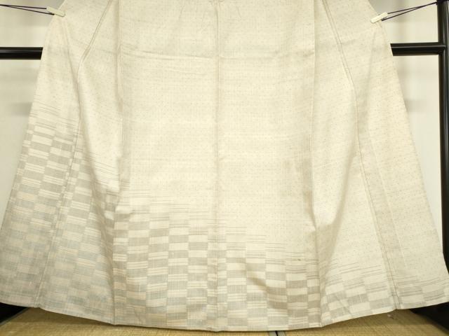 平和屋着物▽訪問着 単衣 紬地 市松絣文 正絹 逸品 DAAV5655az