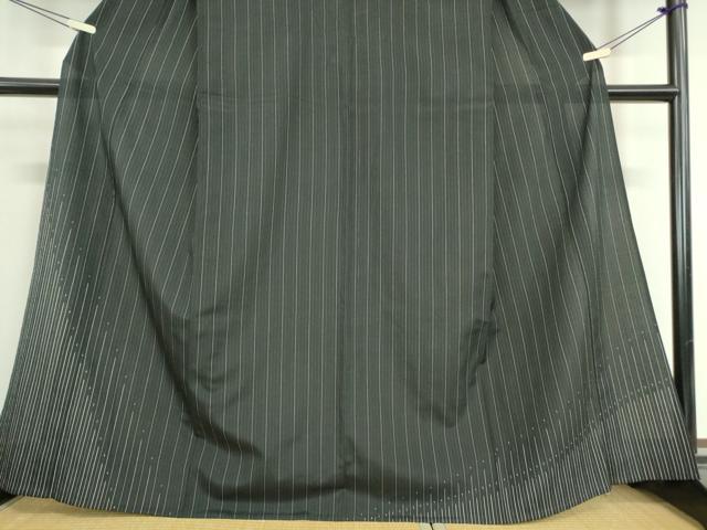 平和屋着物▽本塩沢 訪問着 単衣 斜線文 黒地 正絹 逸品 DAAV5656az