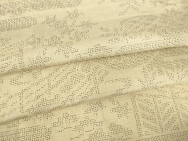 平和屋着物▽結城紬　単衣　籬花文　80亀甲　正絹　逸品　DAAV5667az