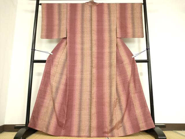 平和屋着物▽上質な紬　単衣　霞間道　正絹　逸品　DAAV5683az