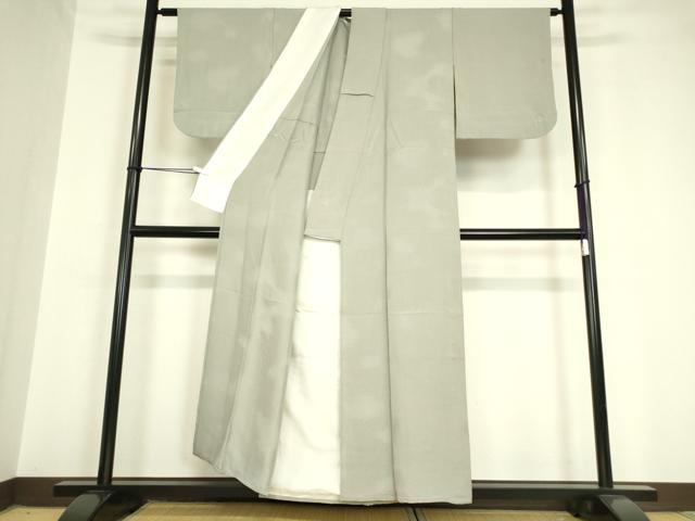 平和屋着物▽上質な色無地 単衣 霞地紋 豆がら茶色 正絹