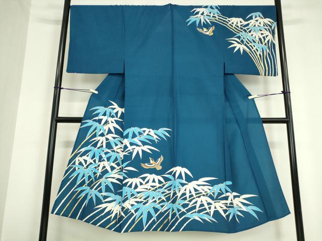 平和屋着物▽男性　訪問着　単衣　飛鳥笹竹文　金彩　洗える着物　DAAV5696az