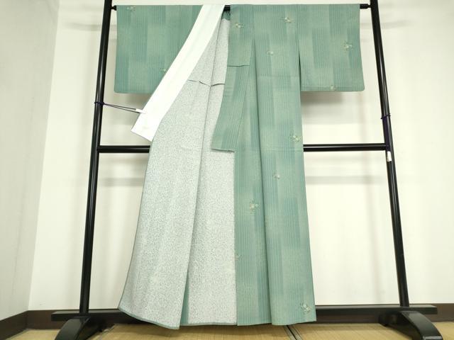 平和屋着物▽小紋 単衣 舞花文 洗える着物 DAAV5705az
