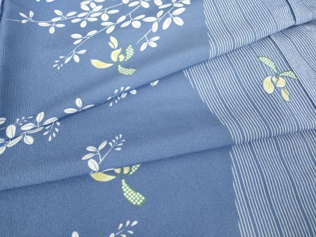 平和屋着物▽小紋　単衣　草花文　洗える着物　DAAV5741az