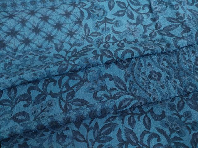 平和屋着物▽小紋　単衣　更紗花文　洗える着物　DAAV5742az