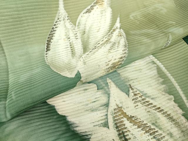 平和屋着物▽訪問着 単衣 草花文 手描き 暈し染め 金彩 正絹