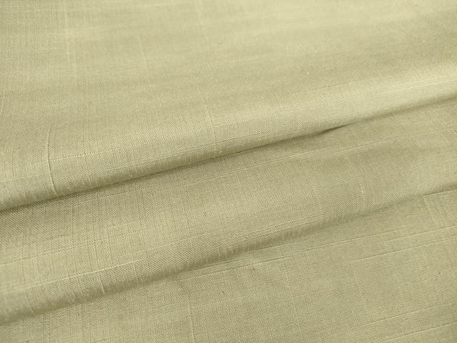 平和屋着物▽上質な紬　単衣　白橡色　正絹　逸品　DAAV5786az