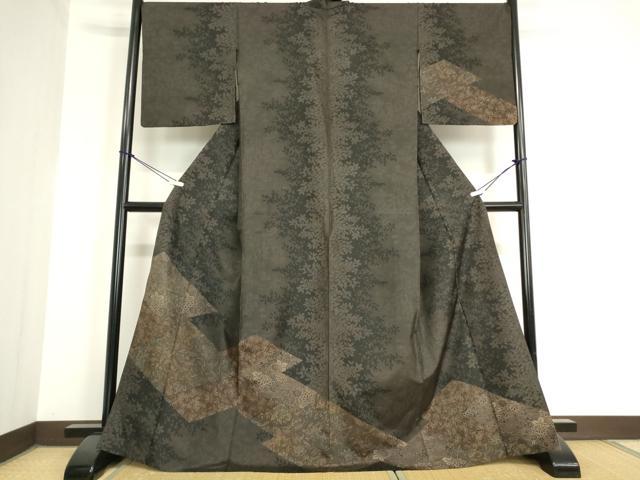 平和屋着物▽本場染大島紬　訪問着　単衣　更紗花文　正絹　逸品　DAAV5790az