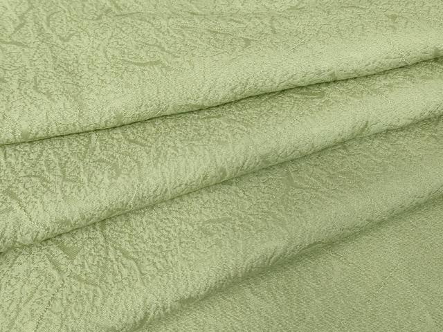 平和屋着物▽上質な色無地　単衣　霞地紋　山葵色　正絹　逸品　未使用　DAAV5810az