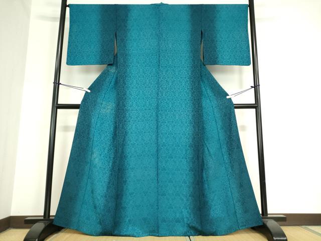 平和屋着物▽上質な小紋　単衣　草花地紋　暈し染め　正絹　逸品　DAAV5906az