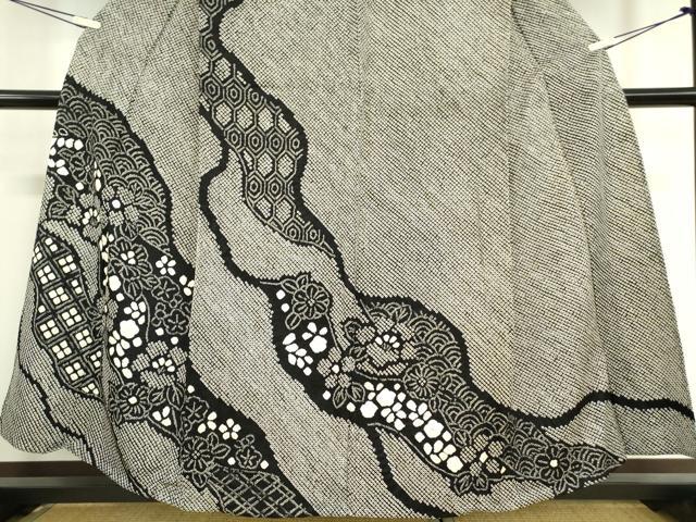 平和屋着物○訪問着 総絞り 草花文 黒地 正絹 逸品 DAAR4323tw