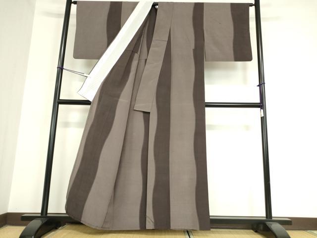 平和屋着物▽上質な紬　単衣　変わり間道　正絹　逸品　DAAV5912az_2
