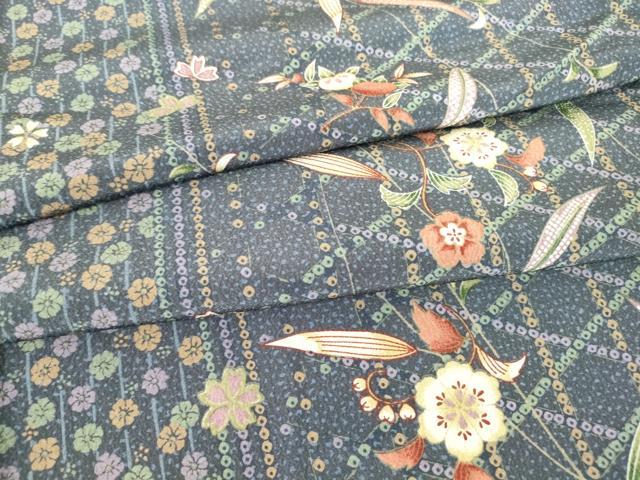 平和屋着物▽小紋　単衣　草花文　洗える着物　DAAV5928az