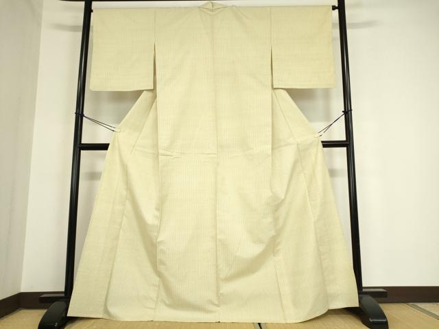 平和屋着物▽上質な紬　単衣　縞　正絹　逸品　DAAV5949az_1