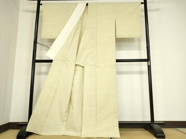 平和屋着物▽上質な紬　単衣　縞　正絹　逸品　DAAV5949az_2