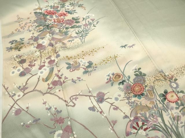 平和屋着物▽訪問着　単衣　片輪車花文　暈し染め　金彩　正絹　逸品　DAAV5955az 平和屋着物▽訪問着 単衣 片輪車花文 暈し染め 金彩 正絹 逸品