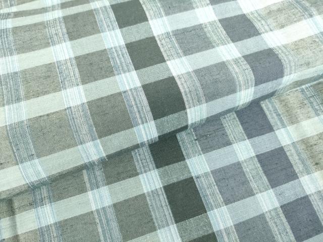平和屋着物▽上質な紬　単衣　格子　鈴乃屋扱い　正絹　逸品　DAAV5960az_4