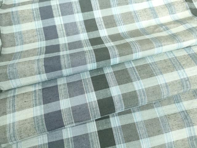 平和屋着物▽上質な紬　単衣　格子　鈴乃屋扱い　正絹　逸品　DAAV5960az