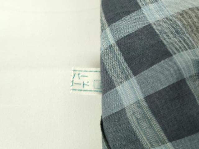 平和屋着物▽上質な紬　単衣　格子　鈴乃屋扱い　正絹　逸品　DAAV5960az_7