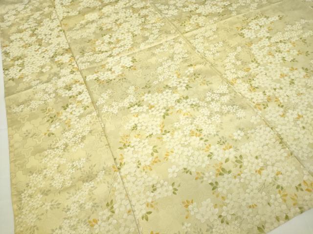平和屋着物▽上質なお召　単衣　草花文　正絹　逸品　DAAV5974az_3