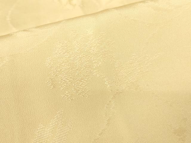 平和屋着物▽上質な色無地 単衣 牡丹唐草地紋 薄香色