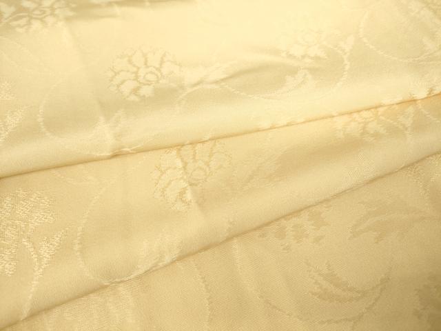 平和屋着物▽上質な色無地　単衣　牡丹唐草地紋　薄香色　正絹　逸品　DAAV5995az