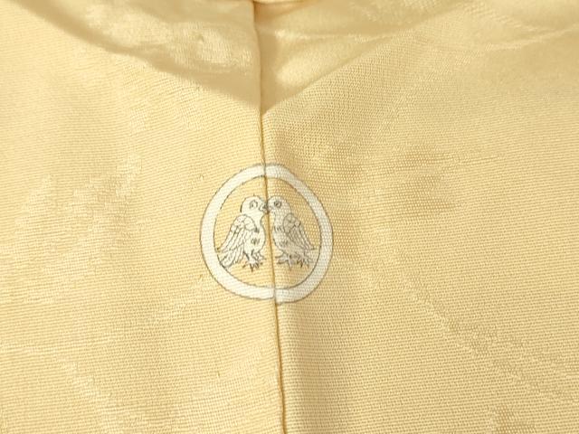 平和屋着物▽上質な色無地　単衣　牡丹唐草地紋　薄香色　正絹　逸品　DAAV5995az 平和屋着物▽上質な色無地 単衣 牡丹唐草地紋 薄香色