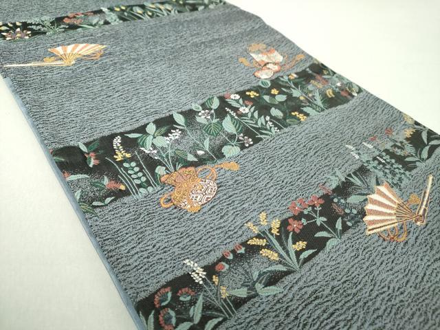 平和屋着物○六通柄袋帯 紹巴 貝桶花文 金銀糸 正絹