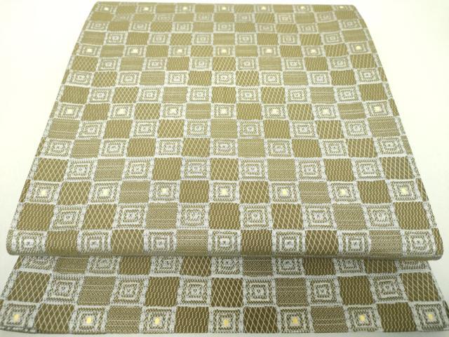 平和屋着物●六通柄袋帯　唐織　変わり市松　正絹　逸品　DAAV6011ps